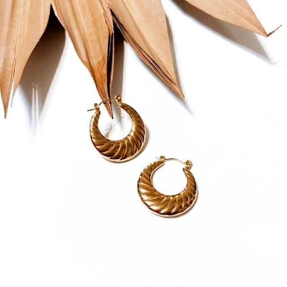 Gold hoop earrings #787 - Picture 3 of 4
